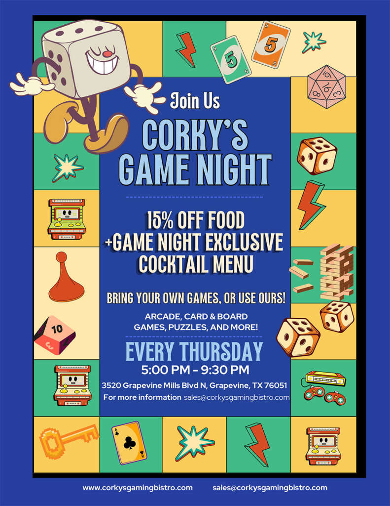 Corky's Game Night | Corky’s Gaming Bistro